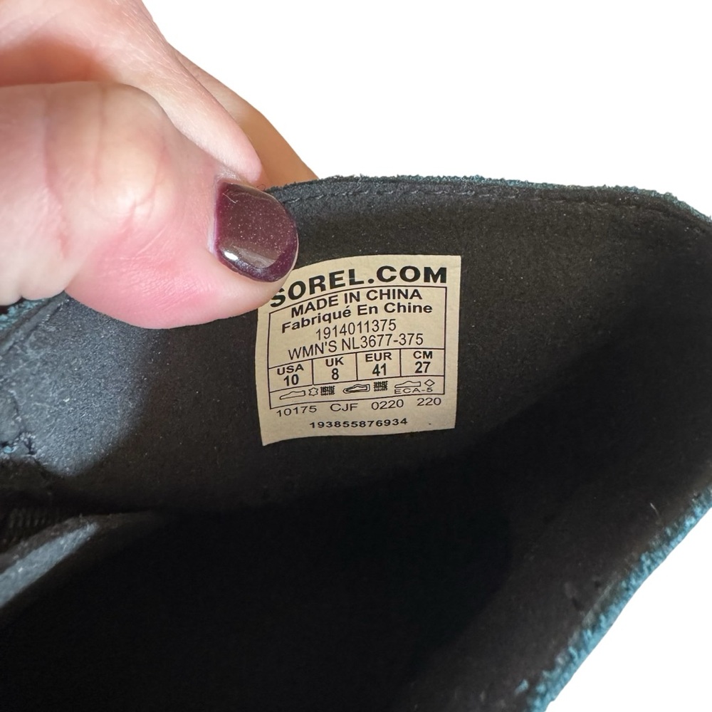 EUC Sorel Marina Blue and Black Wedge Zipper Bootie Size 10 - Picture 6 of 6